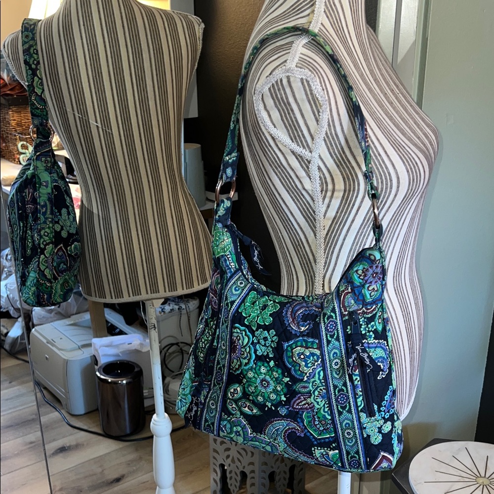 Vera Bradley Quilted Paisley Hobo in Green and Navy